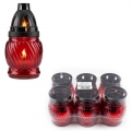Candela sticla, rotunda, capac plastic negru, 140mm