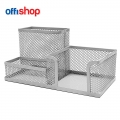 Suport birou MESH, 3 compartimente, argintiu, 20x10x10 cm - OFFISHOP
